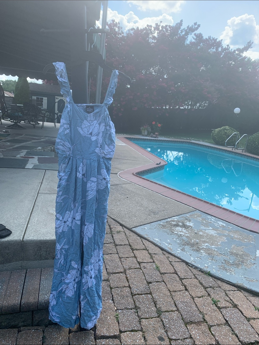 Angie Blue Floral Jumpsuit With Pockets